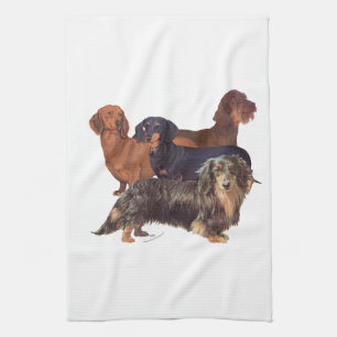 Dachshund Varieties Tea Towel