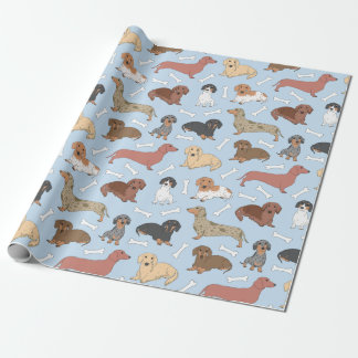 dachshund variety pattern  wrapping paper