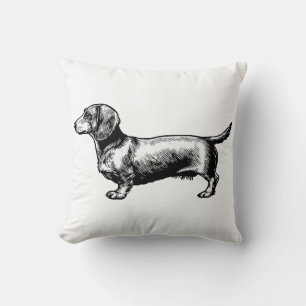 Dachshund Vintage Engraving Illustration Cushion