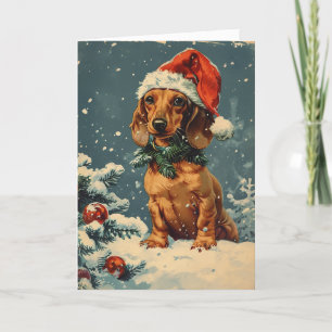 Dachshund vintage personalised Christmas  Holiday Card