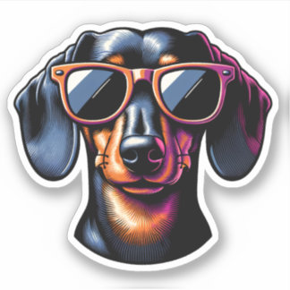 Dachshund Vinyl Sticker - Sunglasses