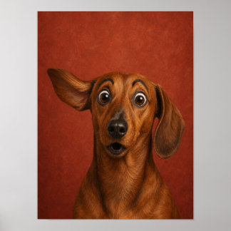 Dachshund Wall Art — Surprised Funny Painterly