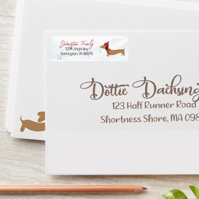 Dachshund Warmest Wishes Christmas Return Address Label (Custom Dachshund Christmas Address Labels)