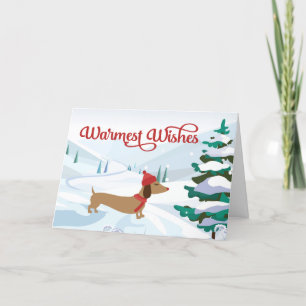 Dachshund Warmest Wishes Merry Christmas Card