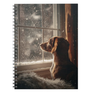 Dachshund Watching Snowfall Spiral Notebook