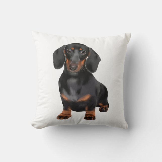 Dachshund Water Colour Art Painting Cushion (Front)