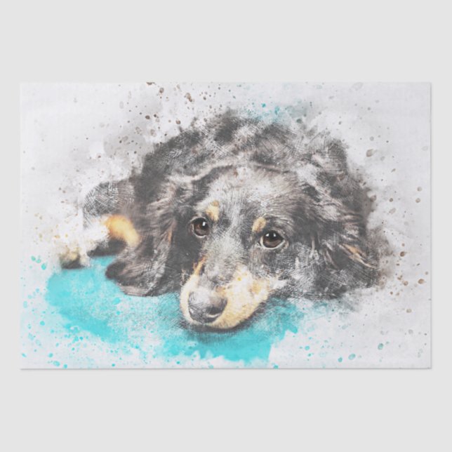 Dachshund Watercolor Decoupage Tissue Paper (Front)