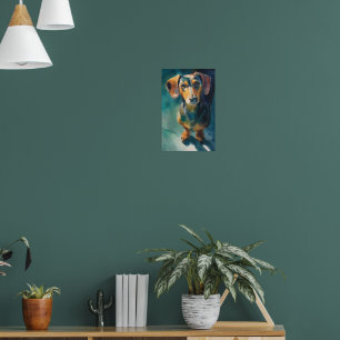 Dachshund watercolor portrait poster