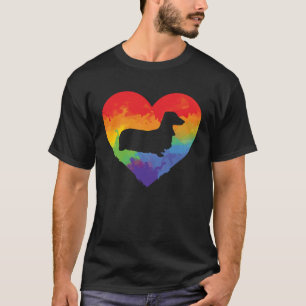 Dachshund Watercolor Rainbow Heart for Dachshund T-Shirt