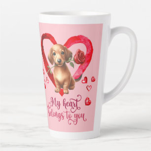 Dachshund Watercolor Valentines Day Latte Mug