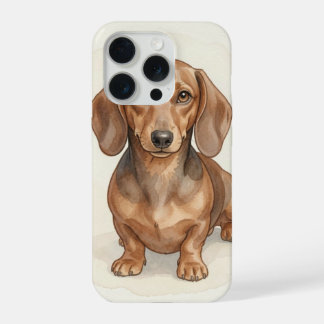 Dachshund Watercolour Portrait – Custom Wiener Dog iPhone 15 Pro Case