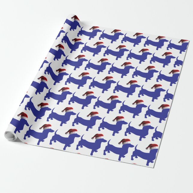 Dachshund wearing a Santa Claus Hat for Christmas Wrapping Paper (Unrolled)