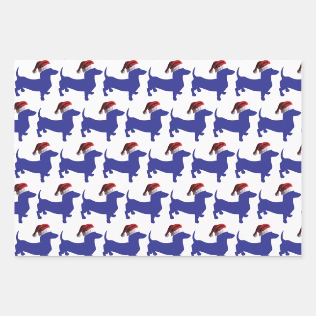Dachshund Wearing A Santa Claus Hat Wrapping Paper Sheet (Front)