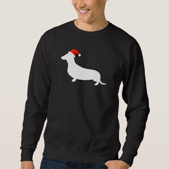 Dachshund Wearing Santa Hat Christmas Dog Sweatshirt (Front)