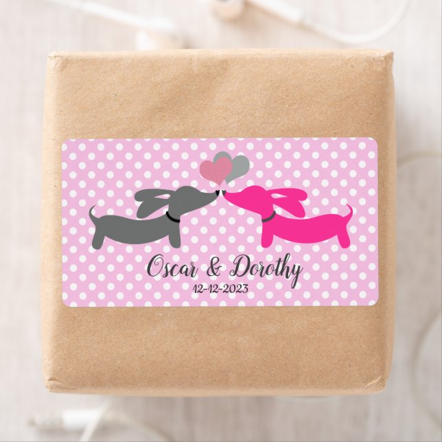 Dachshund Wedding Gift Tag Labels Personalise   (Insitu)