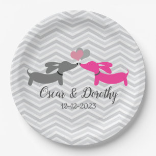 Dachshund Wedding Personalised Doxie Paper Plate