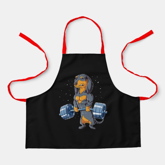 Dachshund Weightlifting Fitness Gym Apron (Front)