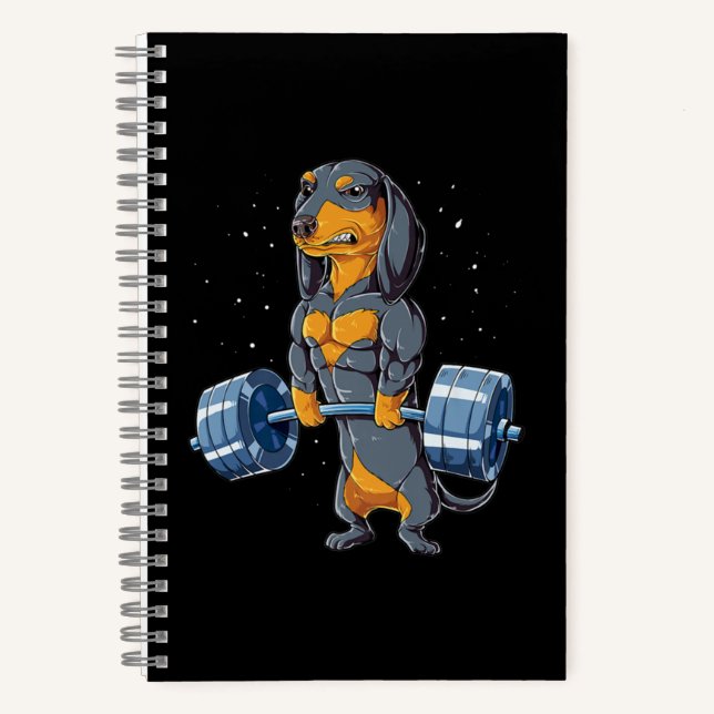 Dachshund Weightlifting Fitness Gym Notebook (Front)
