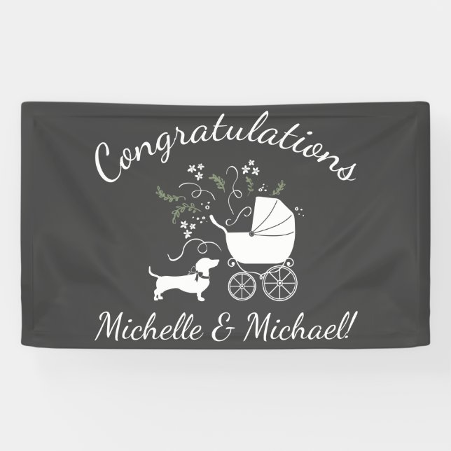 Dachshund Weiner Dog Baby Shower Gender Neutral Banner (Horizontal)