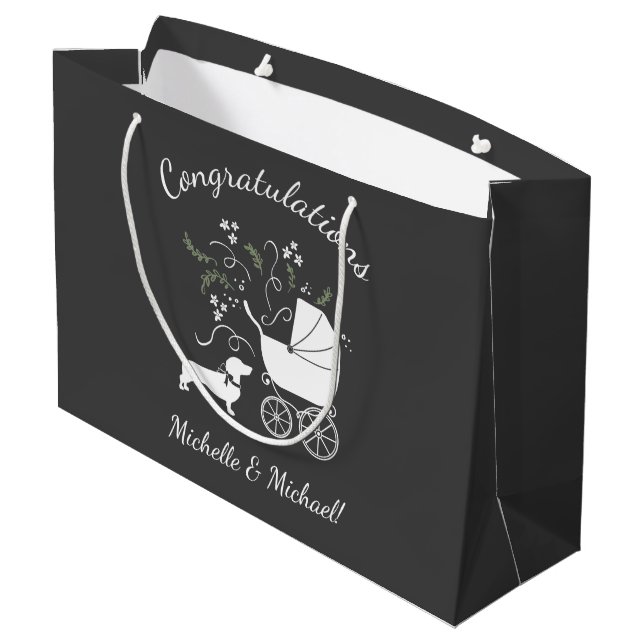 Dachshund Weiner Dog Baby Shower Gender Neutral Large Gift Bag (Back Angled)