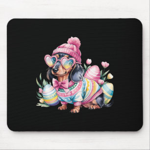 Dachshund Weiner Dog Floral Eggs Easter Day Dog Lo Mouse Pad