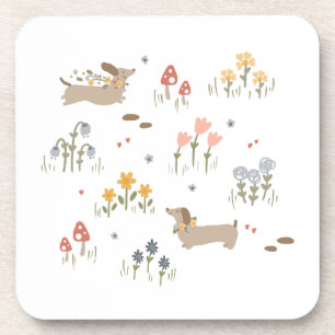 Dachshund Weiner Dog Lovers Wildflower Kitchen Coaster