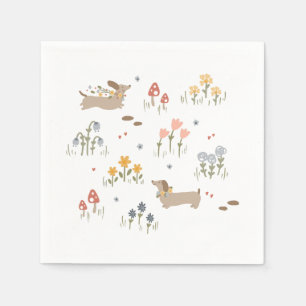 Dachshund Weiner Dog Lovers Wildflower Kitchen Napkin