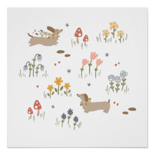 Dachshund Weiner Dog Lovers Wildflower Wall Art