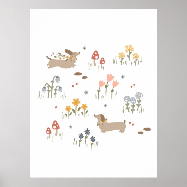 Dachshund Weiner Dog Lovers Wildflower Wall Art  (Front)