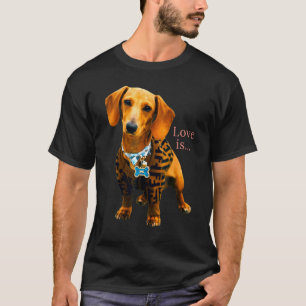 Dachshund  Weiner Dog Mum Dad Love Doxie Puppy Cut T-Shirt
