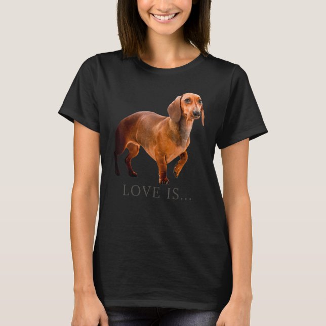 Dachshund Weiner Dog Mum Dad Love Doxie Puppy Cute T-Shirt (Front)