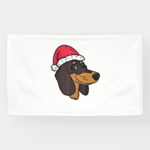 Dachshund Weiner Dog Santa Christmas Banner