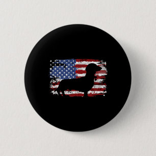 Dachshund Weiner Vintage American Flag 6 Cm Round Badge