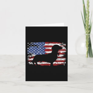 Dachshund Weiner Vintage American Flag Card