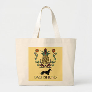 Dachshund Welcome Pineapple Large Tote Bag