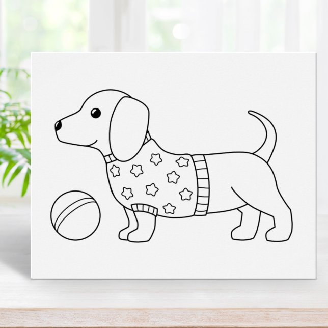 Dachshund Wiener Dog and Ball Colouring Page Poster (Creator Uploaded)