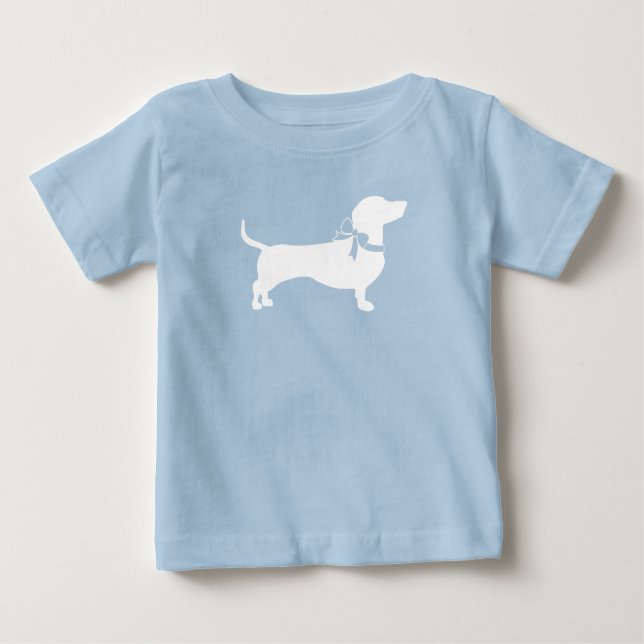 Dachshund Wiener Dog Baby Shower Blue Boy Baby T-Shirt (Front)