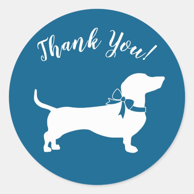 Dachshund Wiener Dog Baby Shower Blue Boy Classic Round Sticker (Front)