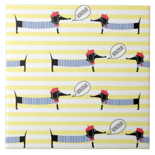 Dachshund Wiener Dog Bonjour Ceramic Tile
