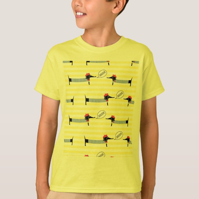 Dachshund Wiener Dog Bonjour T-Shirt (Front)