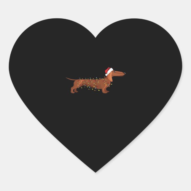 Dachshund Wiener Dog Christmas Light Essential T-S Heart Sticker (Front)