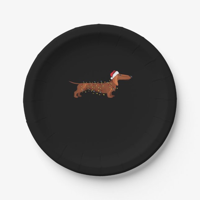 Dachshund Wiener Dog Christmas Light Essential T-S Paper Plate (Front)