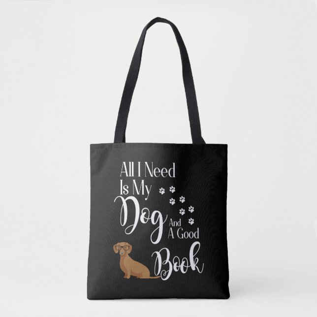Dachshund Wiener Dog Doxie Book Reader Love Tote Bag (Front)