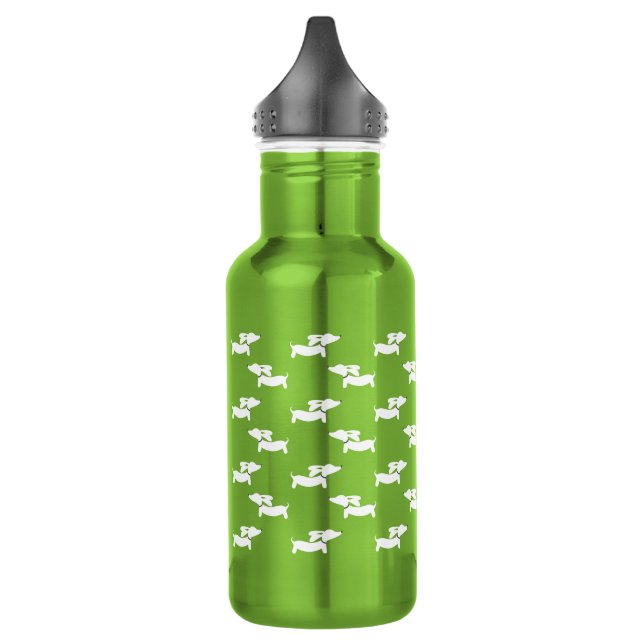 Dachshund Wiener Dog Green Water Bottle (Left)