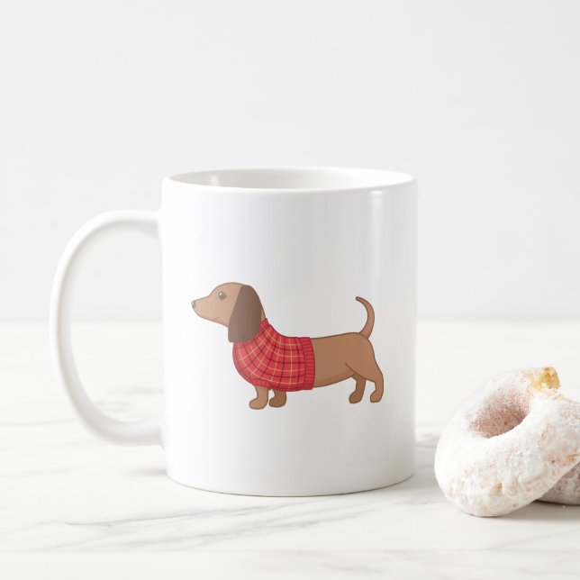 Dachshund Wiener Dog in a Sweater Coffee Mug (With Donut)