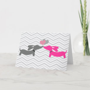Dachshund Wiener Dog Love & Hearts Card