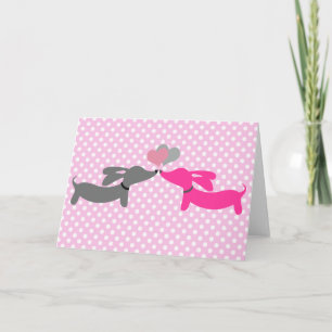 Dachshund Wiener Dog Love & Hearts Card