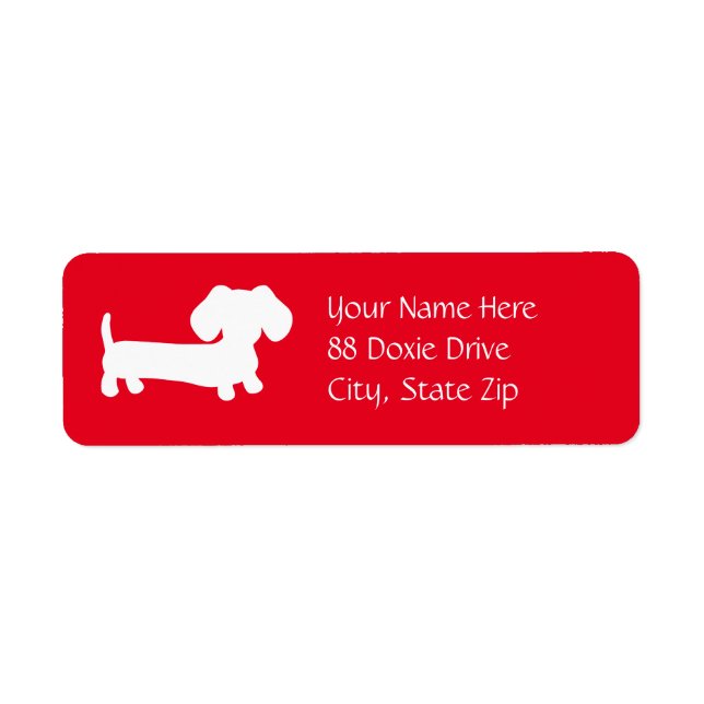 Dachshund Wiener Dog on Red Return Address Label (Front)