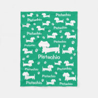 Dachshund Wiener Dog Personalised Blanket Green