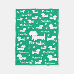 Dachshund Wiener Dog Personalised Blanket Green